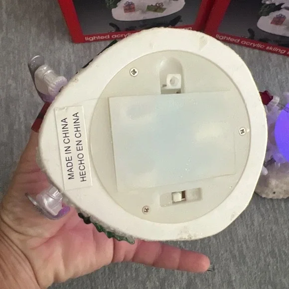 JCPenney Home Lighted Color Changing Acrylic Skiing Snowmen Pair Winter Vintage - Picture 16 of 16